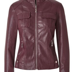 Cleo none-leather bomber or moto style jacket - Burgundy colour